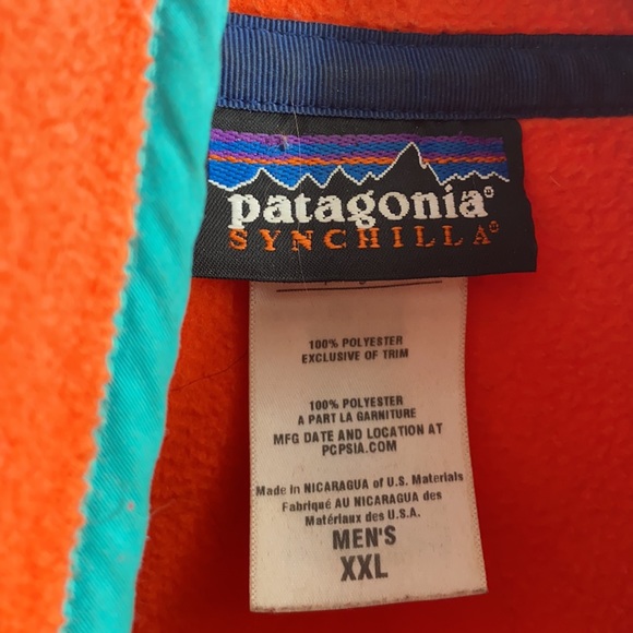 Sold❌❌❌Patagonia orange and blue synchilla pull over - Picture 4 of 5